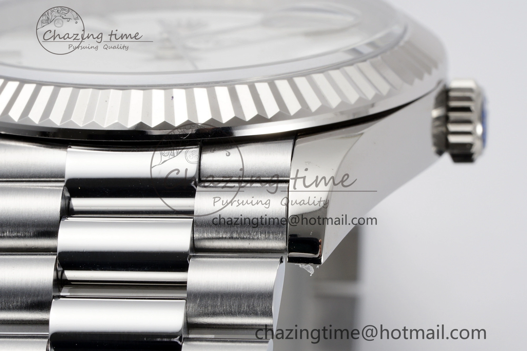 DayDate 40 SS JDF Gain Weight 904L Steel White Dial Roman Markers on President Bracelet A2836 V2