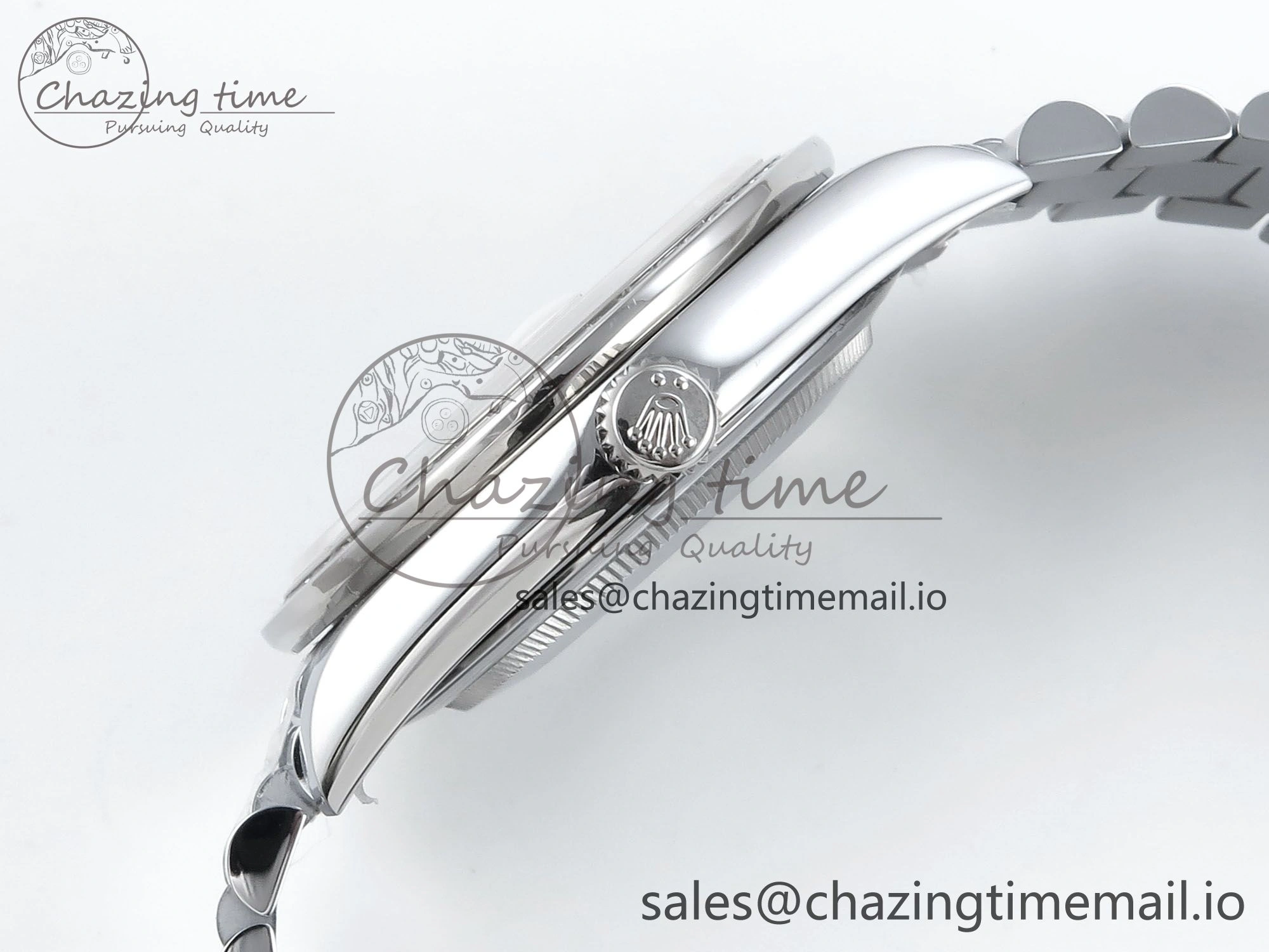 DayDate 40 SS QF 1:1 Best Edition Blue Crystal Dial Diamonds Bezel on President Bracelet A2836 V5 (Gain Weight)