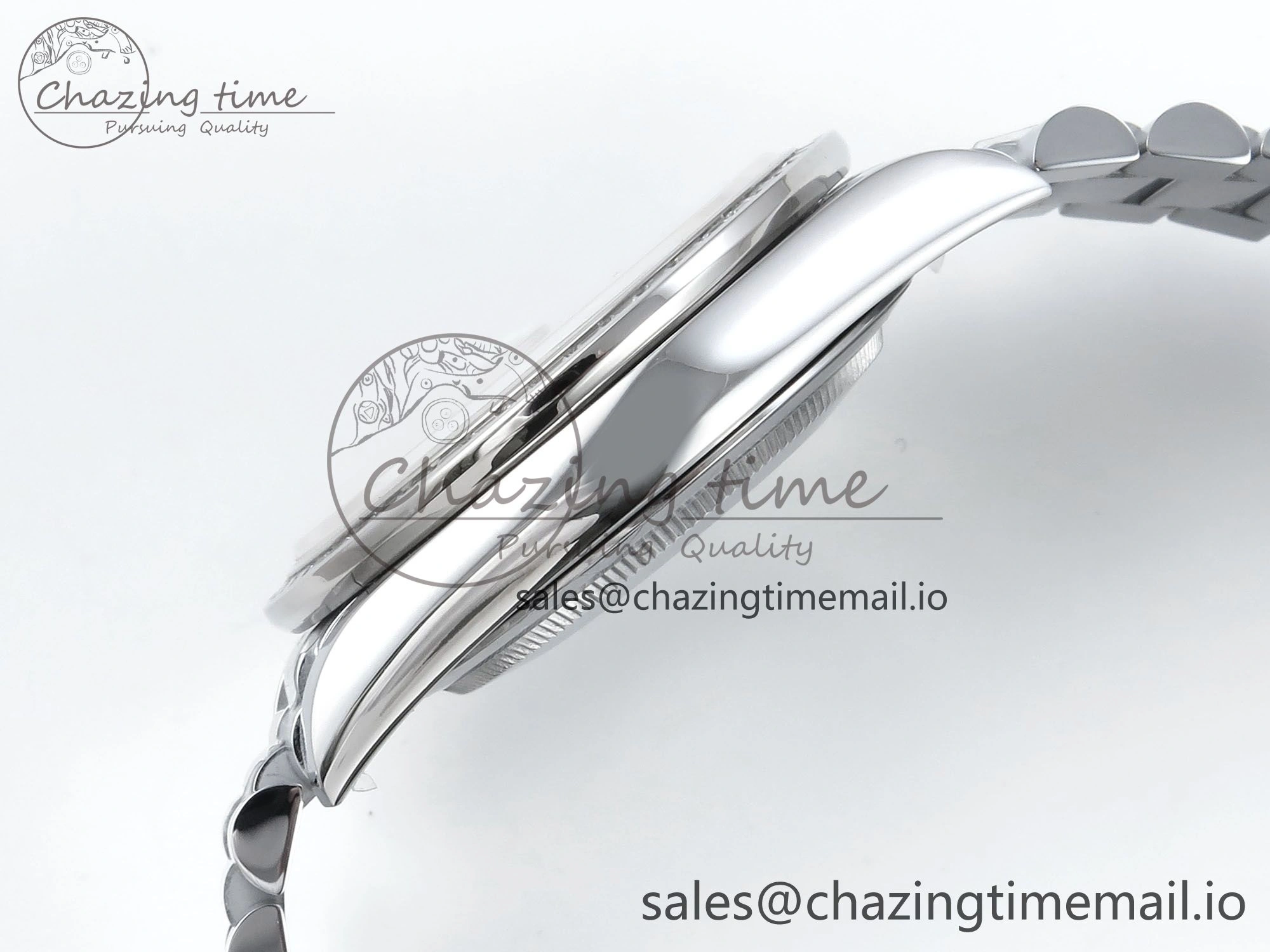 DayDate 40 SS QF 1:1 Best Edition Green Roman Dial Diamonds Bezel on President Bracelet A2836 V5 (Gain Weight)