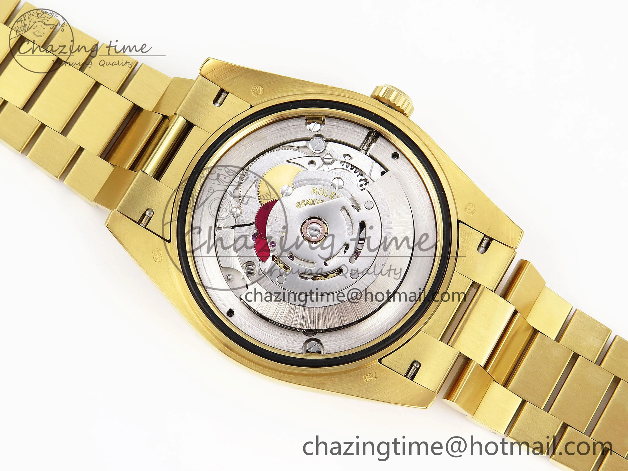 DayDate 40 YG GSF Gain Weight Black Crystal Dial Diamonds Bezel on President Bracelet A2836
