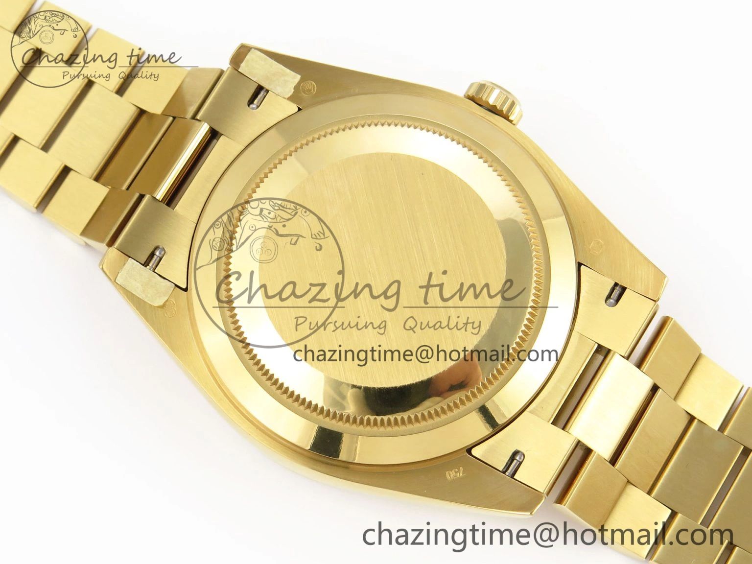 DayDate 40 YG GSF Gain Weight Black Crystal Dial Diamonds Bezel on President Bracelet A2836