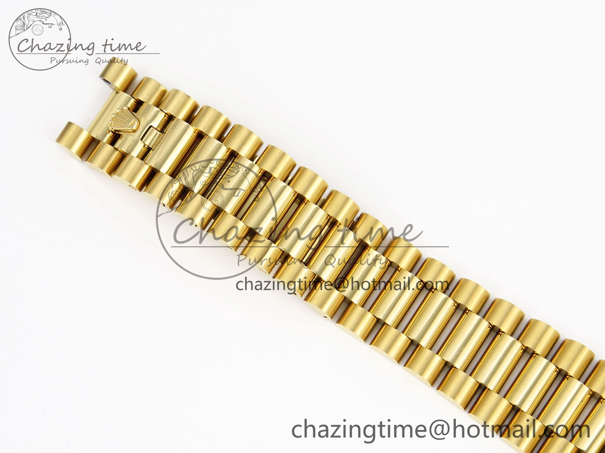 DayDate 40 YG GSF Gain Weight Black Crystal Dial Diamonds Bezel on President Bracelet A2836