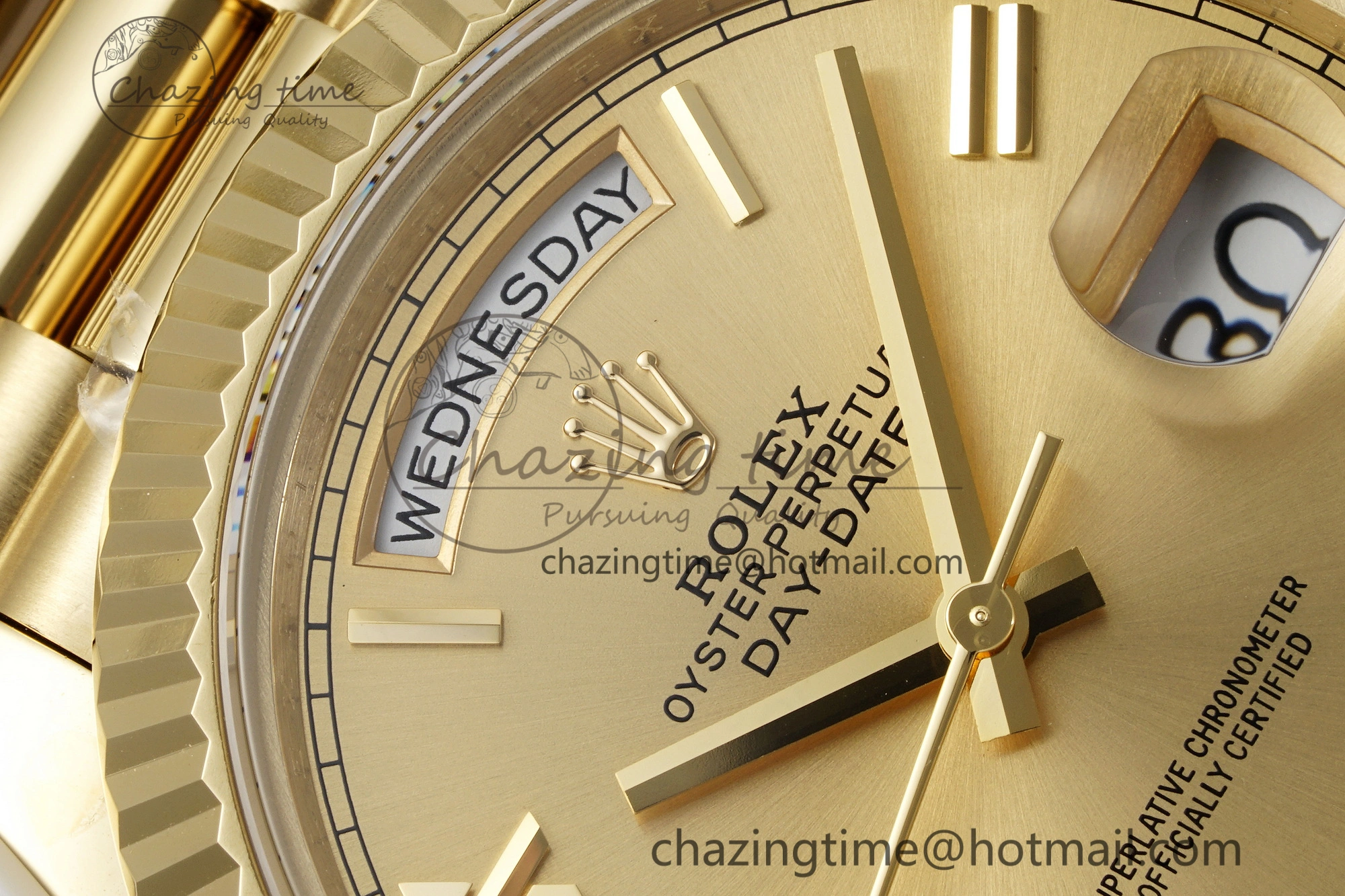 DayDate 40 YG JDF Gain Weight 904L Steel YG Dial Roman Markers on President Bracelet A2836 V2