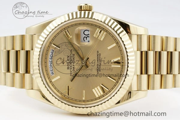 DayDate 40 YG JDF Gain Weight 904L Steel YG Dial Roman Markers on President Bracelet A2836 V2