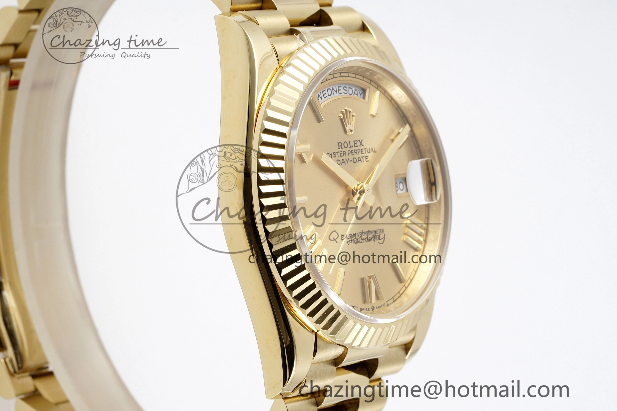 DayDate 40 YG JDF Gain Weight 904L Steel YG Dial Roman Markers on President Bracelet A2836 V2