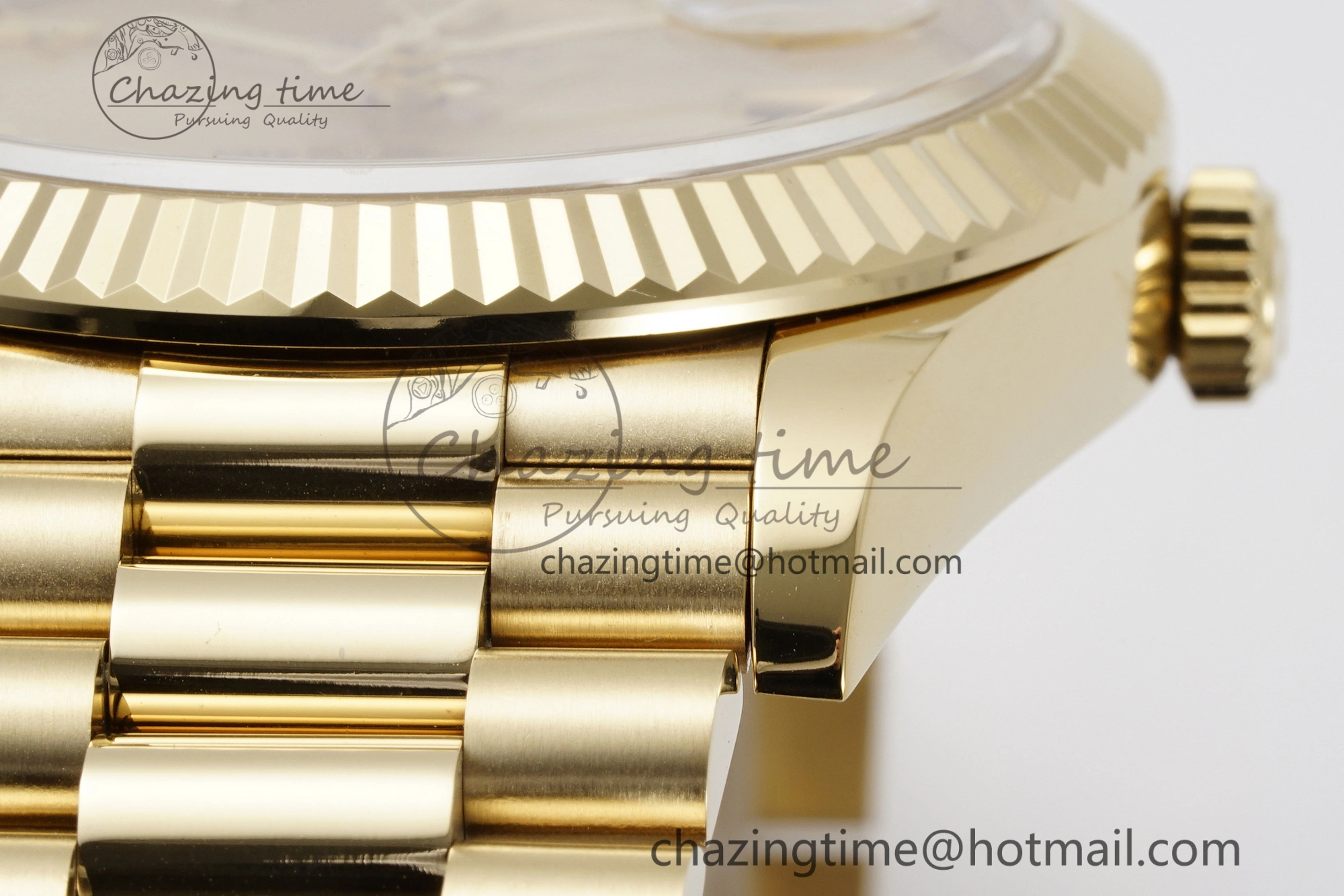 DayDate 40 YG JDF Gain Weight 904L Steel YG Dial Roman Markers on President Bracelet A2836 V2