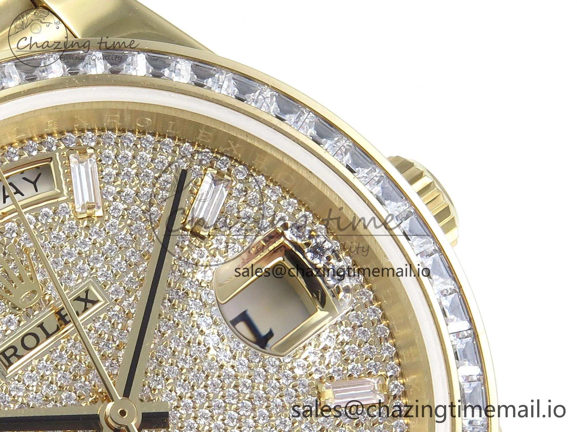 DayDate 40 YG QF 1:1 Best Edition Pink Diamonds Dial Diamonds Bezel on President Bracelet A2836 V5 (Gain Weight)
