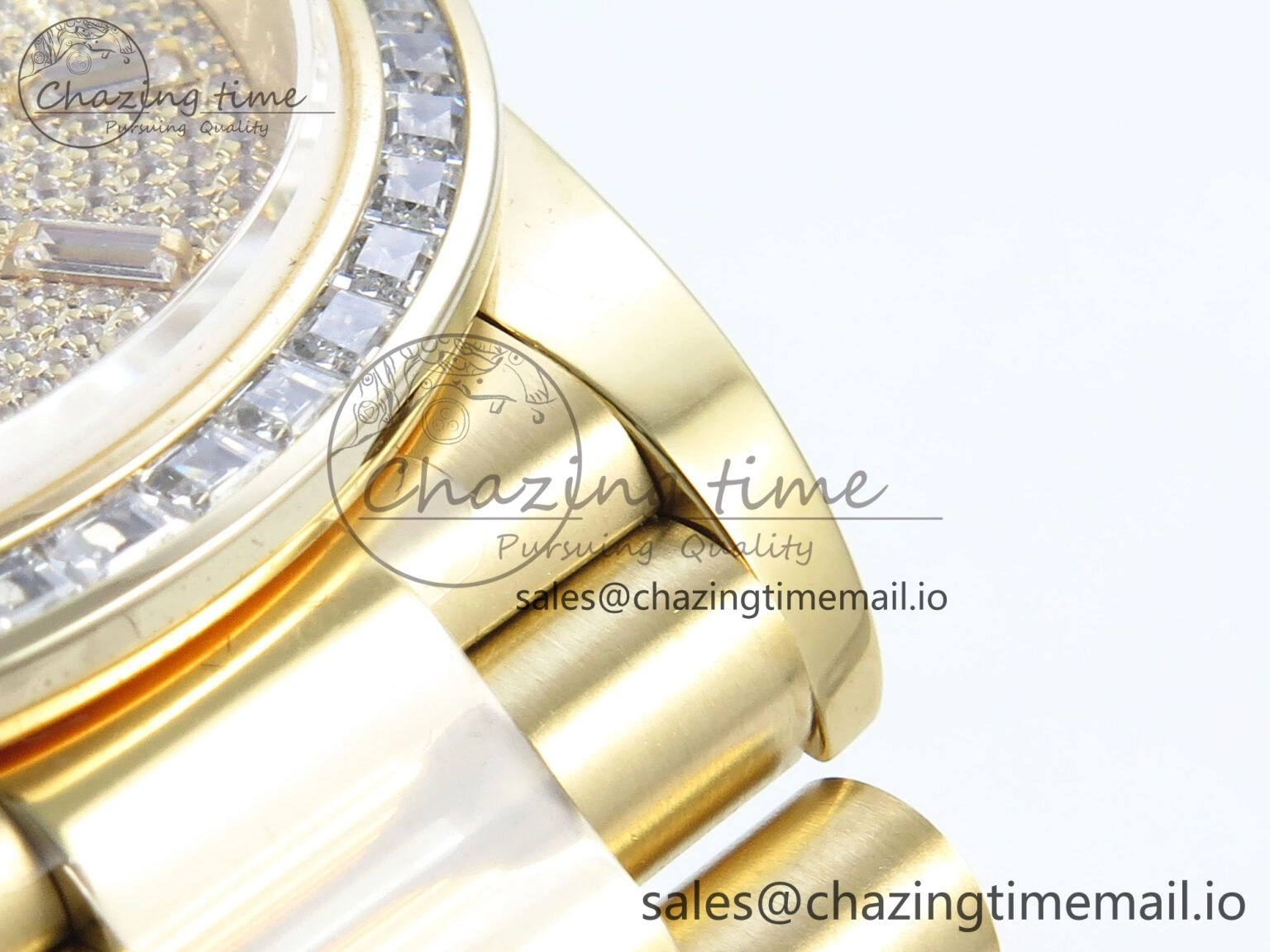 DayDate 40 YG QF 1:1 Best Edition Pink Diamonds Dial Diamonds Bezel on President Bracelet A2836 V5 (Gain Weight)