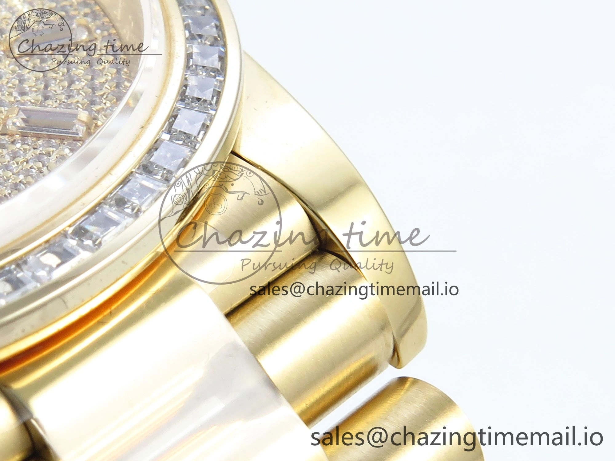 DayDate 40 YG QF 1:1 Best Edition Pink Diamonds Dial Diamonds Bezel on President Bracelet A2836 V5 (Gain Weight)
