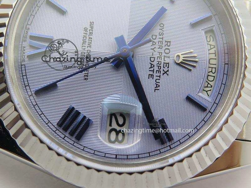 DayDate 40mm BP-Maker 228206 SS Ice Blue Roman Dial (Fluted Bezel) On SS Bracelet ETA2836