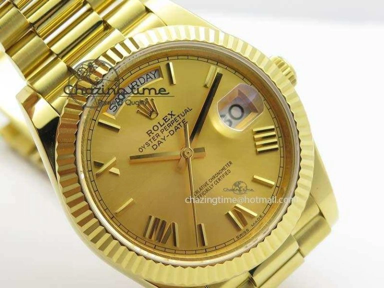 DayDate 40mm BP-Maker 228238 YG Wrapped Gold Roman Dial (Fluted Bezel) On YG Bracelet ETA2836