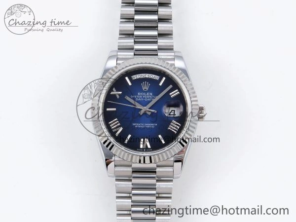 DayDate 40mm SS QF 1:1 Best Edition Blue Roman Dial on President Bracelet A2824 (Gain Weight)