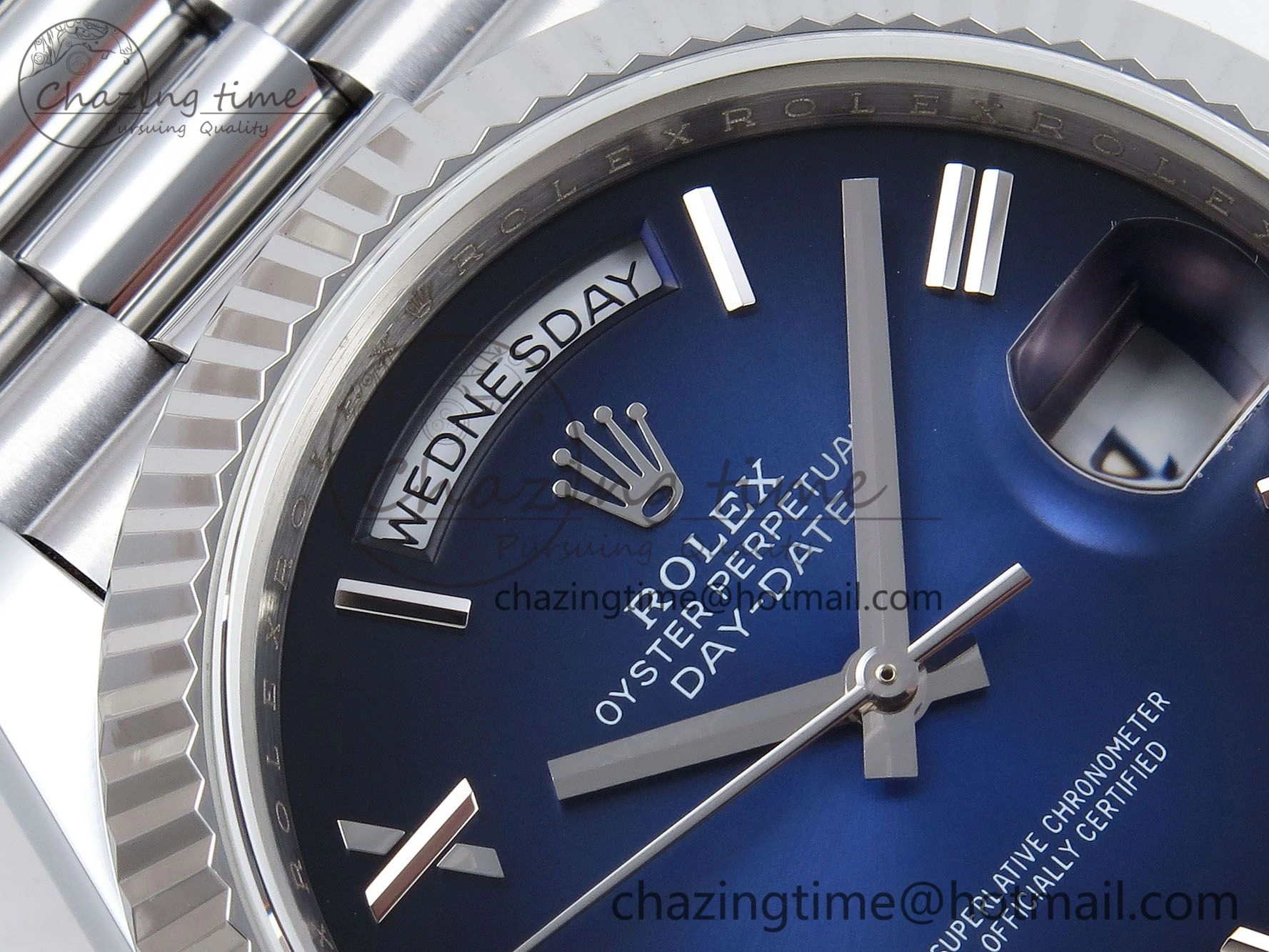 DayDate 40mm SS QF 1:1 Best Edition Blue Roman Dial on President Bracelet A2824 (Gain Weight)