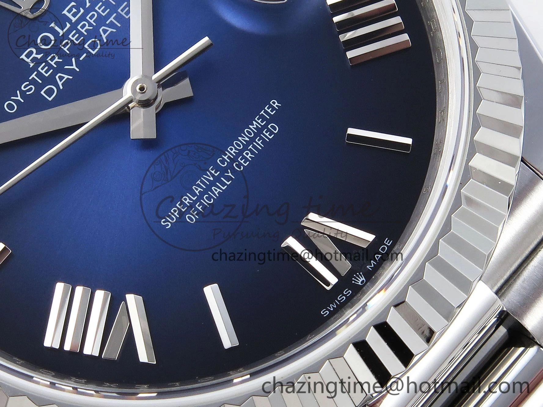 DayDate 40mm SS QF 1:1 Best Edition Blue Roman Dial on President Bracelet A2824 (Gain Weight)