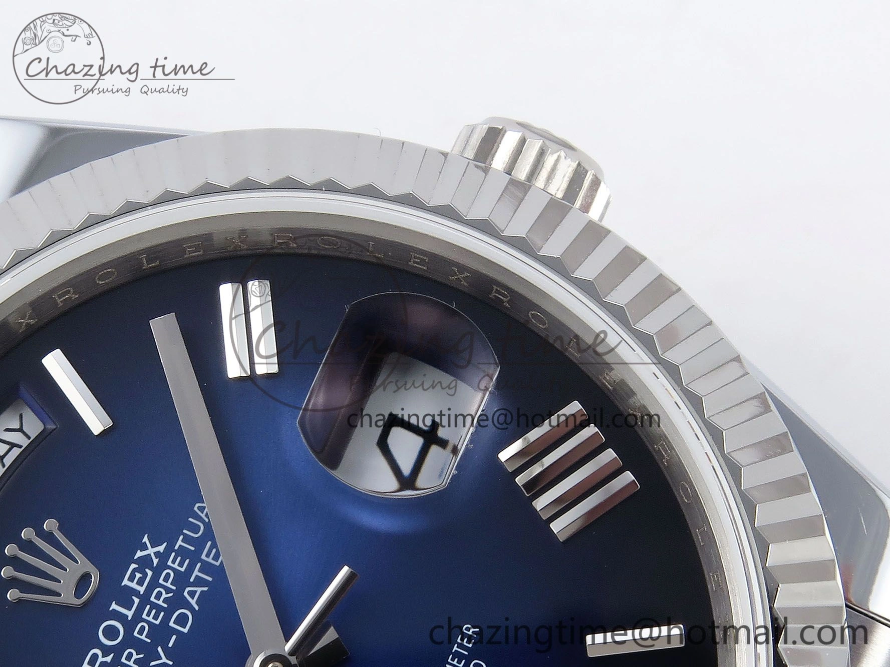 DayDate 40mm SS QF 1:1 Best Edition Blue Roman Dial on President Bracelet A2824 (Gain Weight)