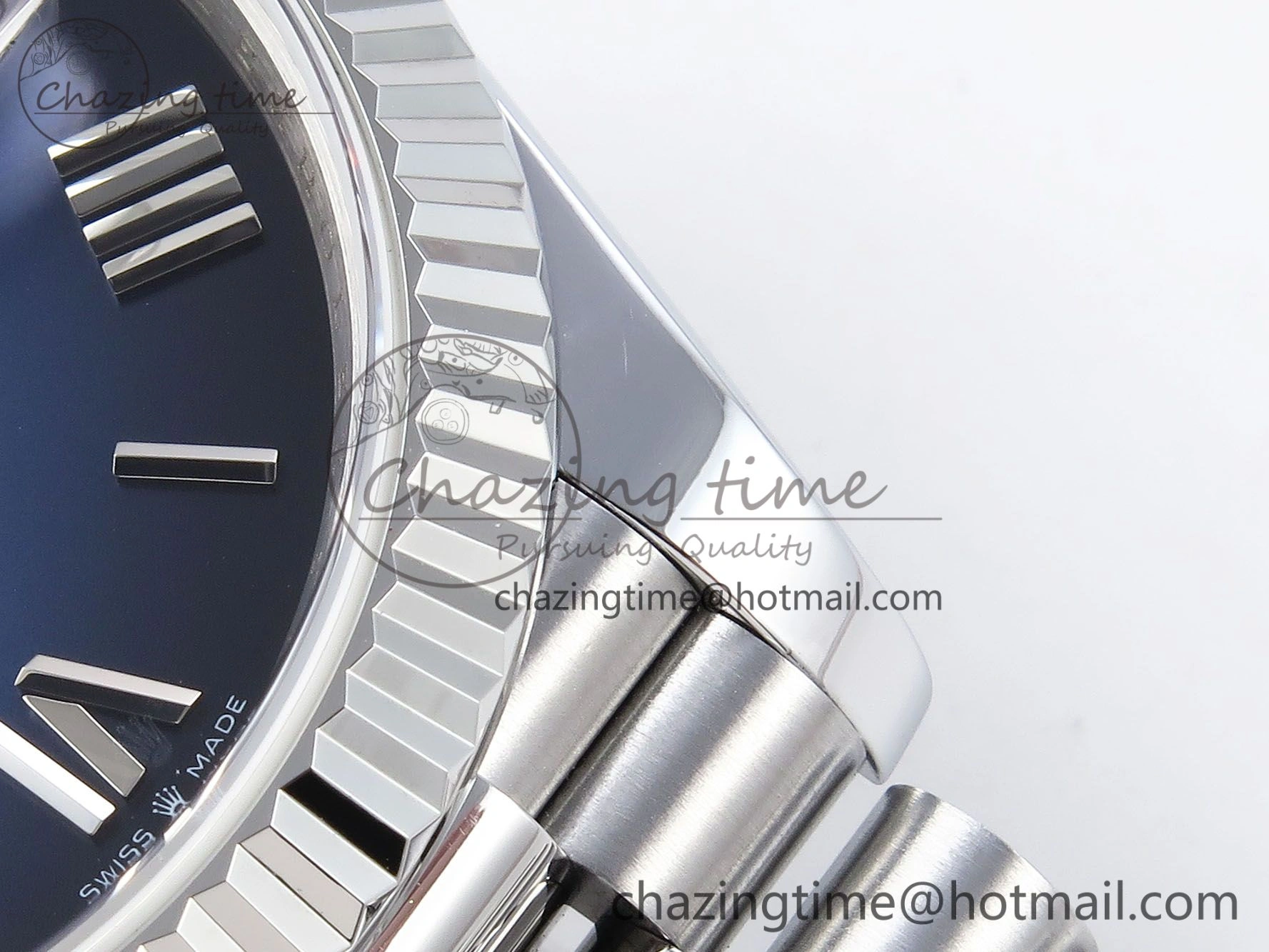 DayDate 40mm SS QF 1:1 Best Edition Blue Roman Dial on President Bracelet A2824 (Gain Weight)