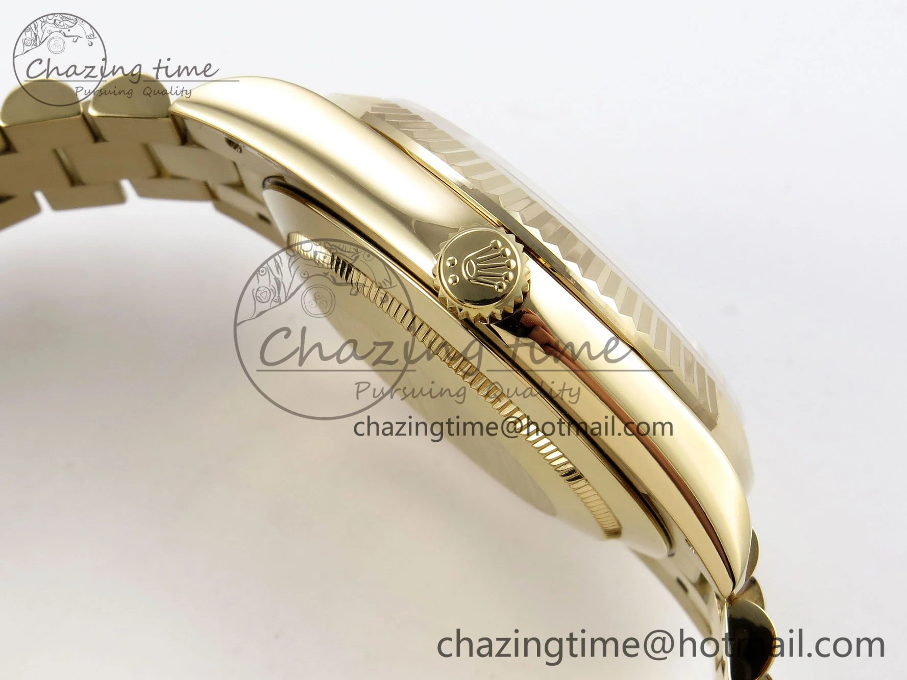DayDate 40mm YG QF 1:1 Best Edition Green Roman Dial on President Bracelet A2824 (Gain Weight)