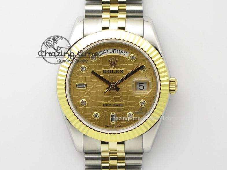 DayDate II 41mm MK Best Edition SS RG Wrapped Gold Dial Diamond Marker On Bracelet A2836