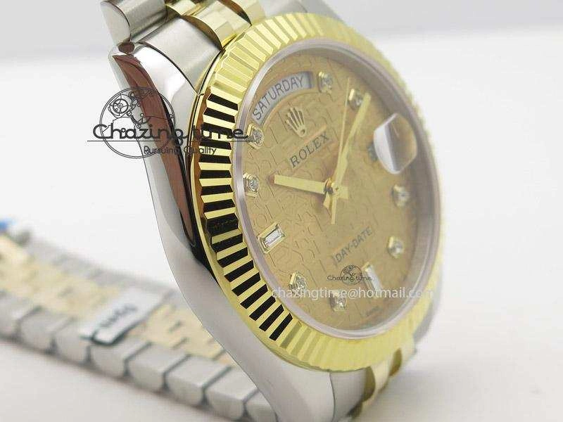 DayDate II 41mm MK Best Edition SS RG Wrapped Gold Dial Diamond Marker On Bracelet A2836