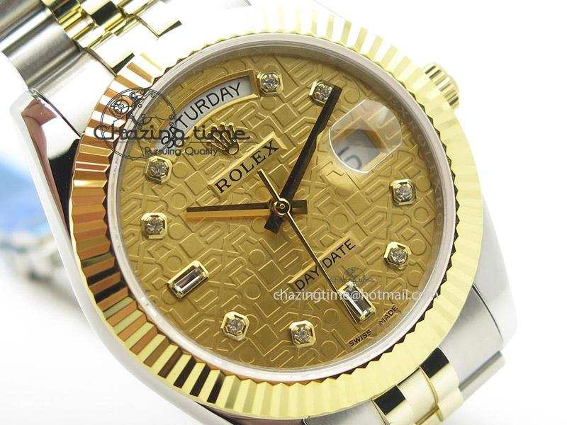 DayDate II 41mm MK Best Edition SS RG Wrapped Gold Dial Diamond Marker On Bracelet A2836