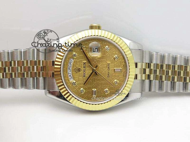 DayDate II 41mm MK Best Edition SS RG Wrapped Gold Dial Diamond Marker On Bracelet A2836