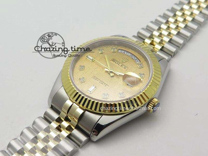 DayDate II 41mm MK Best Edition SS RG Wrapped Gold Dial Diamond Marker On Bracelet A2836