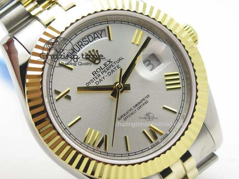 DayDate II 41mm MK Best Edition SS RG Wrapped Sliver Dial Roman Marker On Bracelet A2836