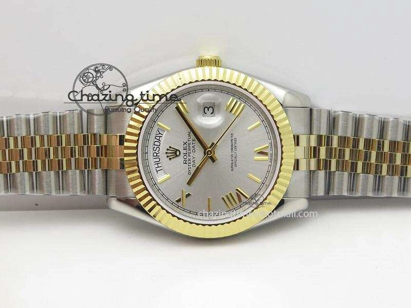 DayDate II 41mm MK Best Edition SS RG Wrapped Sliver Dial Roman Marker On Bracelet A2836