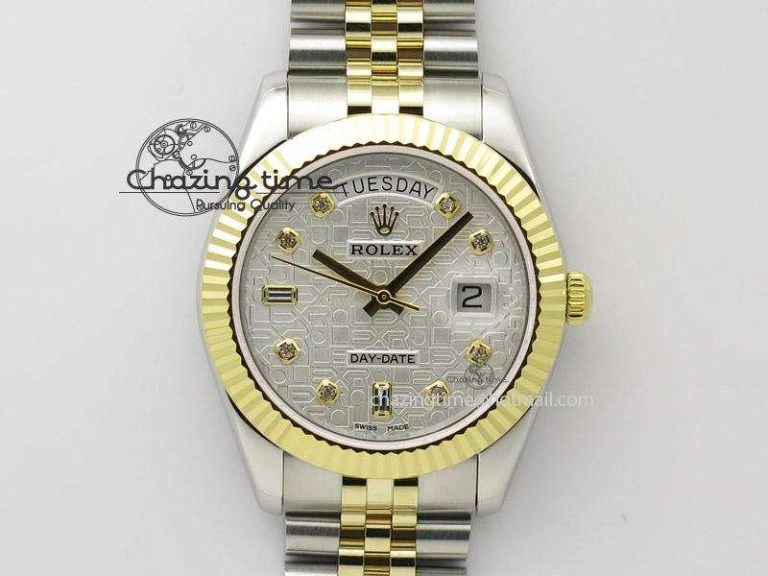 DayDate II 41mm MK Best Edition SS RG Wrapped White Dial Diamond Marker On Bracelet A2836