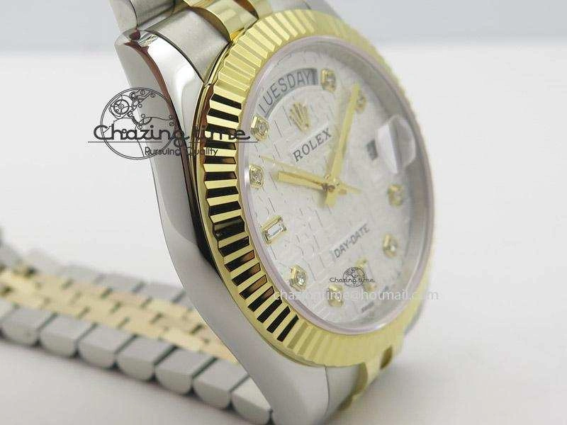 DayDate II 41mm MK Best Edition SS RG Wrapped White Dial Diamond Marker On Bracelet A2836