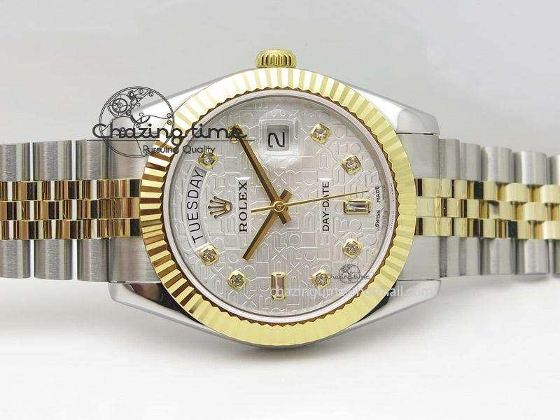 DayDate II 41mm MK Best Edition SS RG Wrapped White Dial Diamond Marker On Bracelet A2836