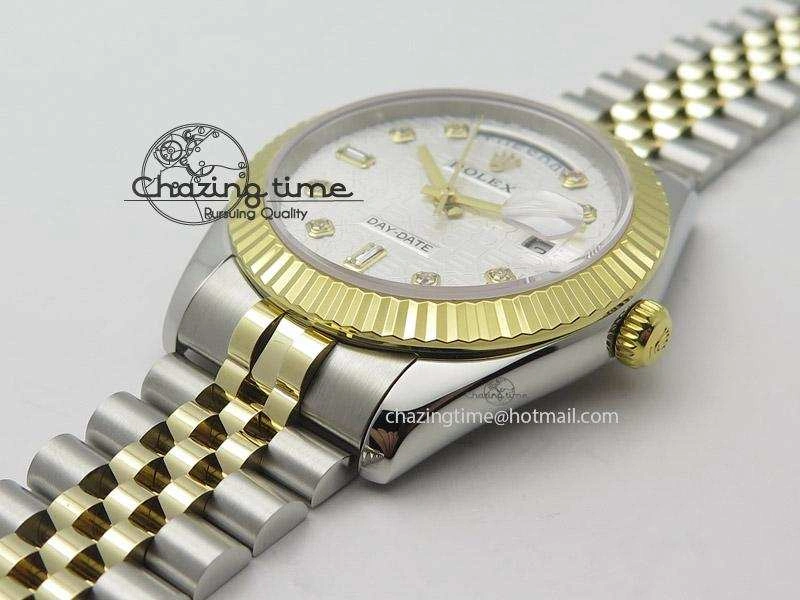 DayDate II 41mm MK Best Edition SS RG Wrapped White Dial Diamond Marker On Bracelet A2836
