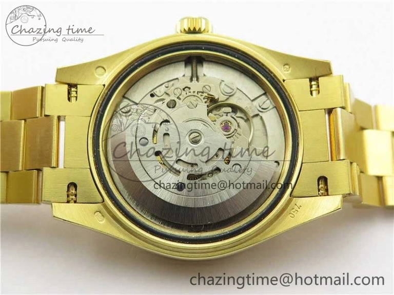 Daydate 278288 31mm YG EWF Best Edition Green Malachite Dial Crystal Markers on YG President Bracelet ETA2688