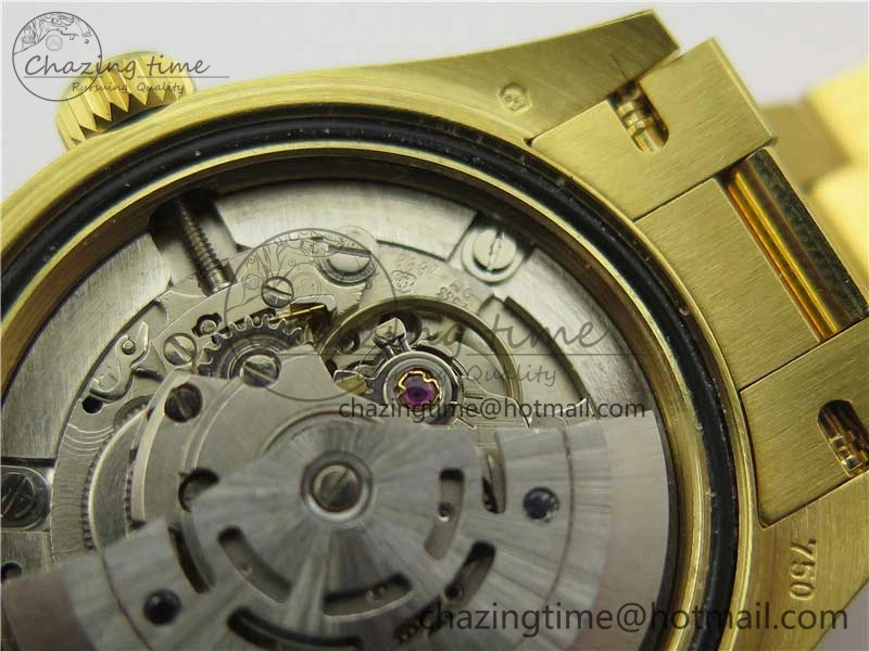 Daydate 278288 31mm YG EWF Best Edition Green Malachite Dial Crystal Markers on YG President Bracelet ETA2688