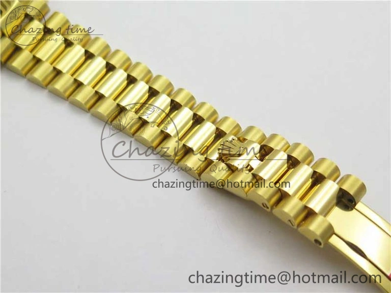 Daydate 278288 31mm YG EWF Best Edition Green Malachite Dial Crystal Markers on YG President Bracelet ETA2688