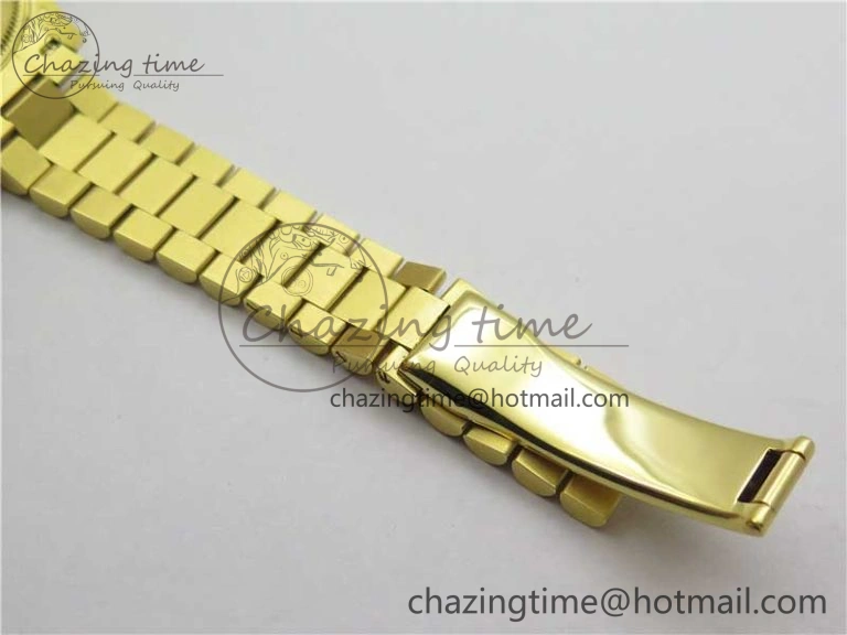 Daydate 278288 31mm YG EWF Best Edition Green Malachite Dial Crystal Markers on YG President Bracelet ETA2688