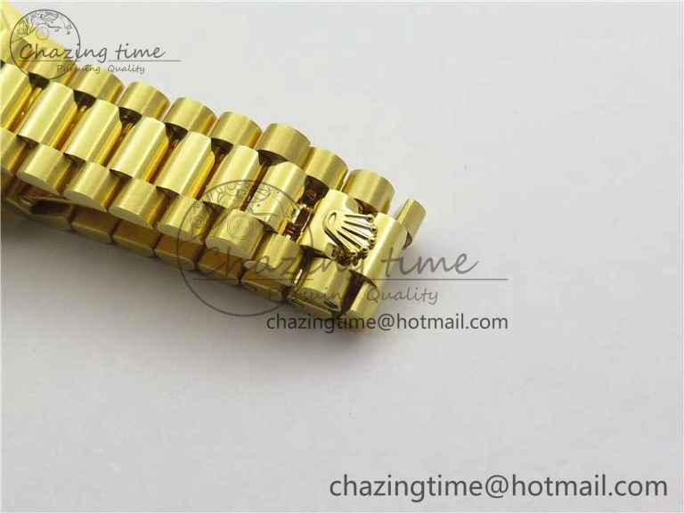 Daydate 278288 31mm YG EWF Best Edition Green Malachite Dial Crystal Markers on YG President Bracelet ETA2688