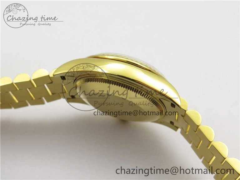 Daydate 278288 31mm YG EWF Best Edition Green Malachite Dial on YG President Bracelet ETA2688