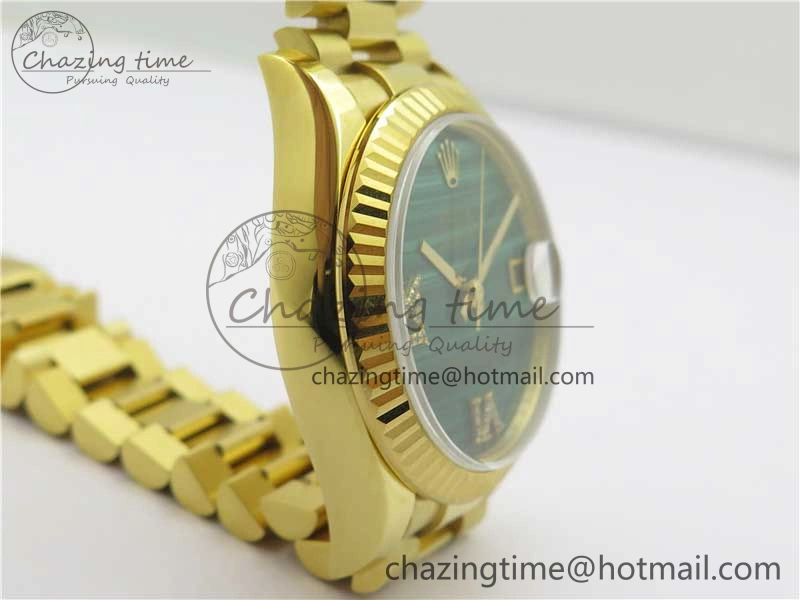 Daydate 278288 31mm YG EWF Best Edition Green Malachite Dial on YG President Bracelet ETA2688