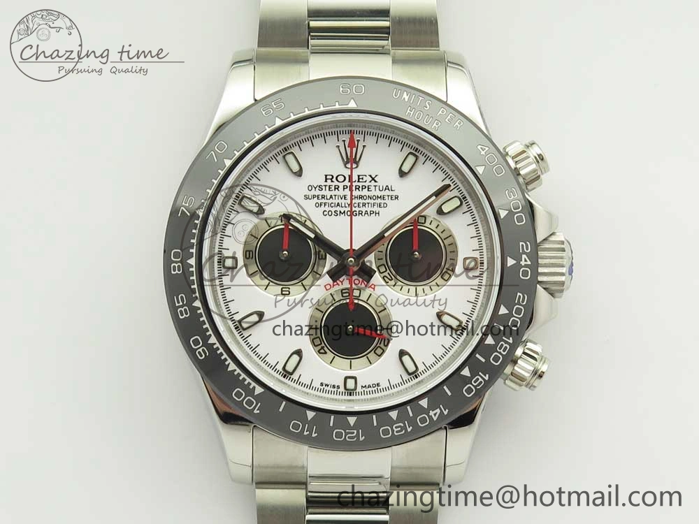 Daytona 116500 JHF Best Edition Ceramic Bezel White Dial Black Red on SS Bracelet A4130