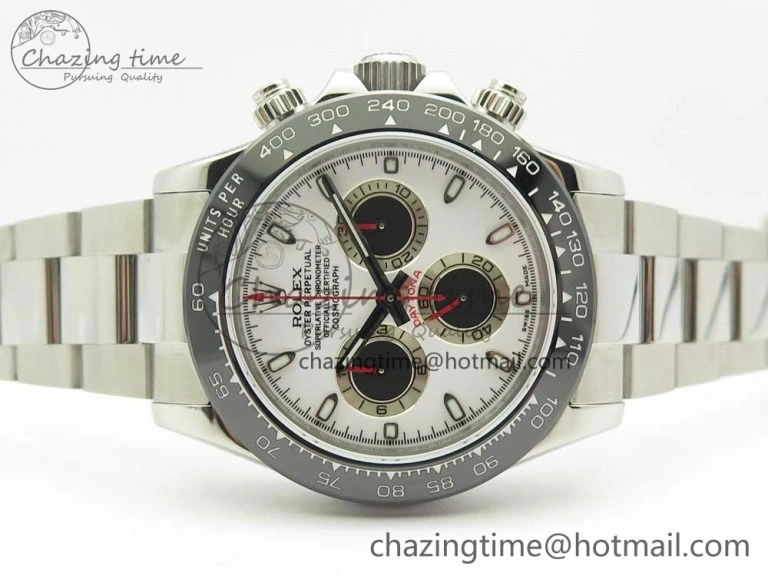 Daytona 116500 JHF Best Edition Ceramic Bezel White Dial Black Red on SS Bracelet A4130
