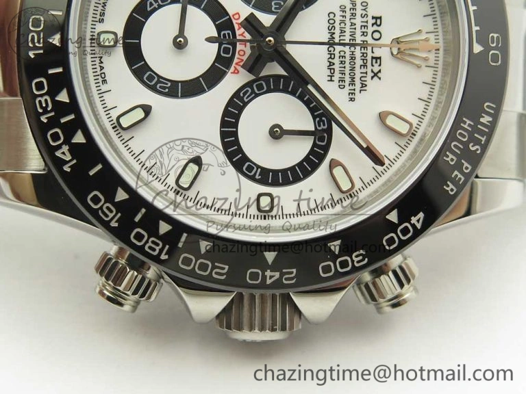 Daytona 116500 JHF Best Edition Ceramic Bezel White Dial on SS Bracelet A4130