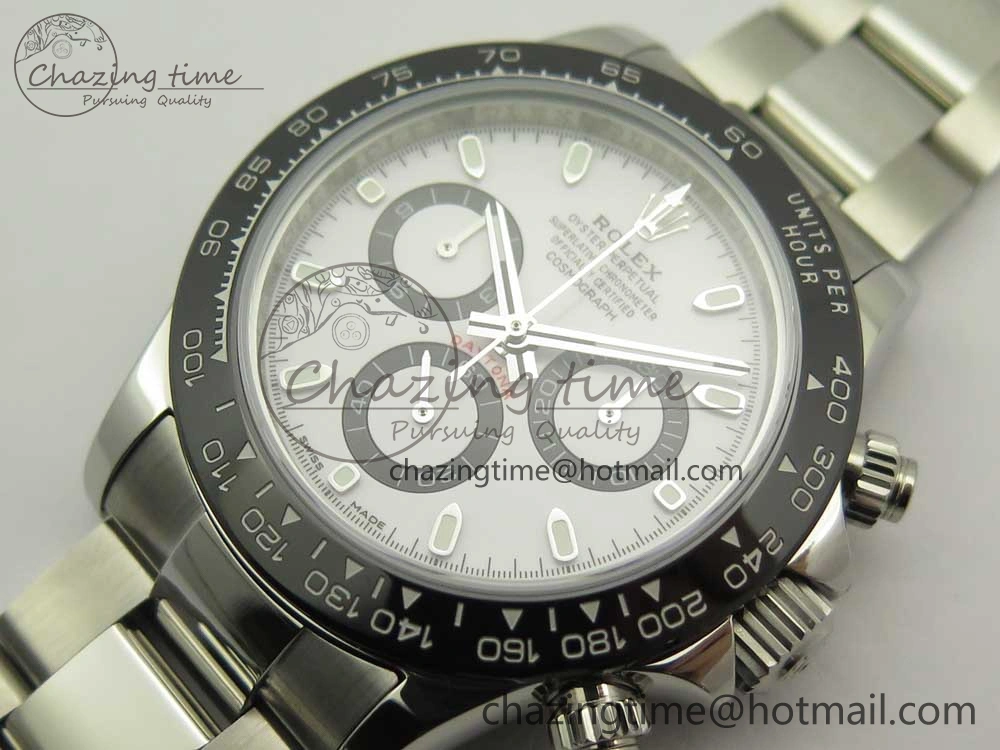 Daytona 116500 JHF Best Edition Ceramic Bezel White Dial on SS Bracelet A4130