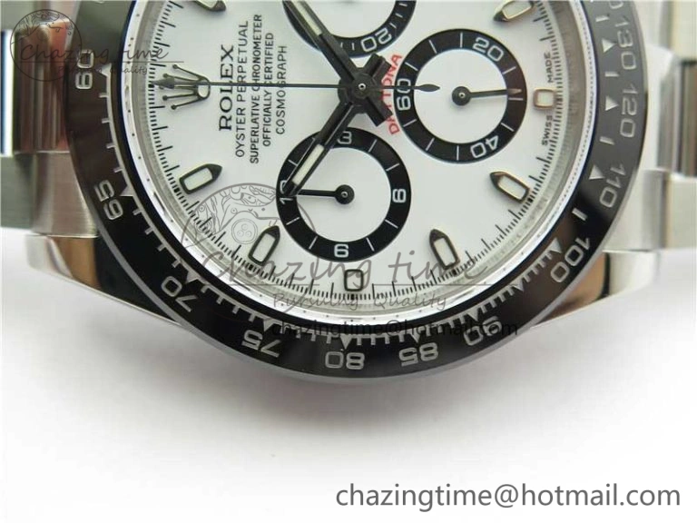 Daytona 116500 Noob 1:1 Best Edition Ceramic Bezel White Dial on SS Bracelet A7750