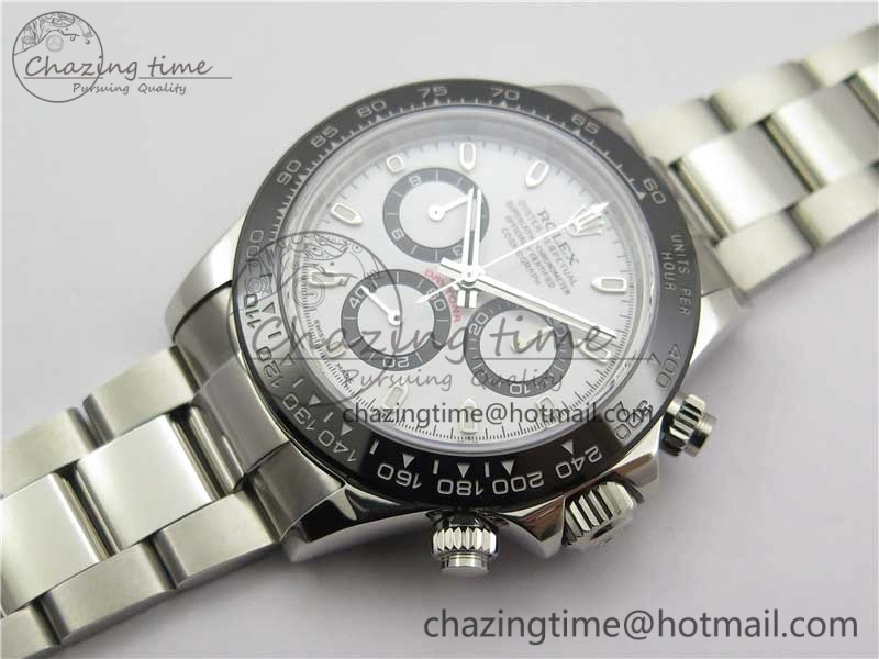 Daytona 116500 Noob 1:1 Best Edition Ceramic Bezel White Dial on SS Bracelet A7750