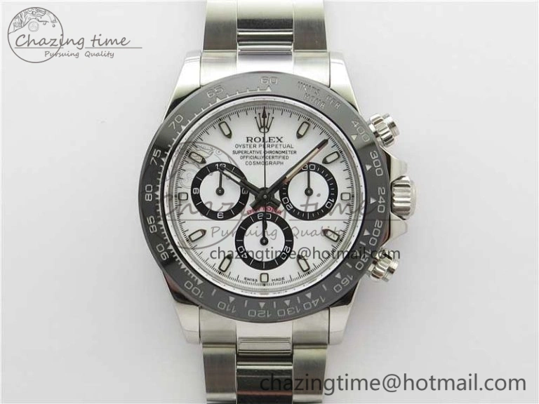 Daytona 116500 Noob 1:1 Best Edition Ceramic Bezel White Dial on SS Bracelet A7750