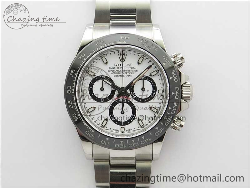 Daytona 116500 Noob 1:1 Best Edition Ceramic Bezel White Dial on SS Bracelet A7750