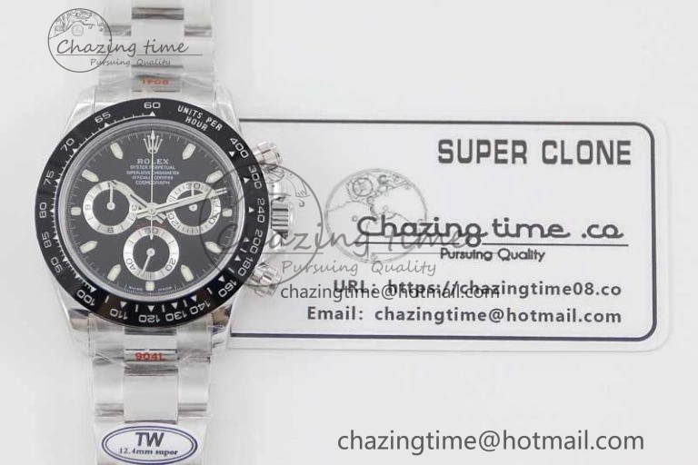 Daytona 116500 SS TWF 1:1 Best Edition 904L Steel Black Dial on SS Bracelet A7750