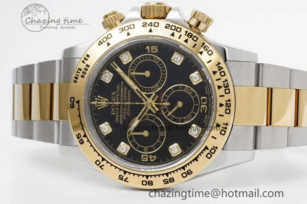 Daytona 116503 Clean 1:1 Best Edition Black Diam Dial on SS YG Bracelet SA4130 V2