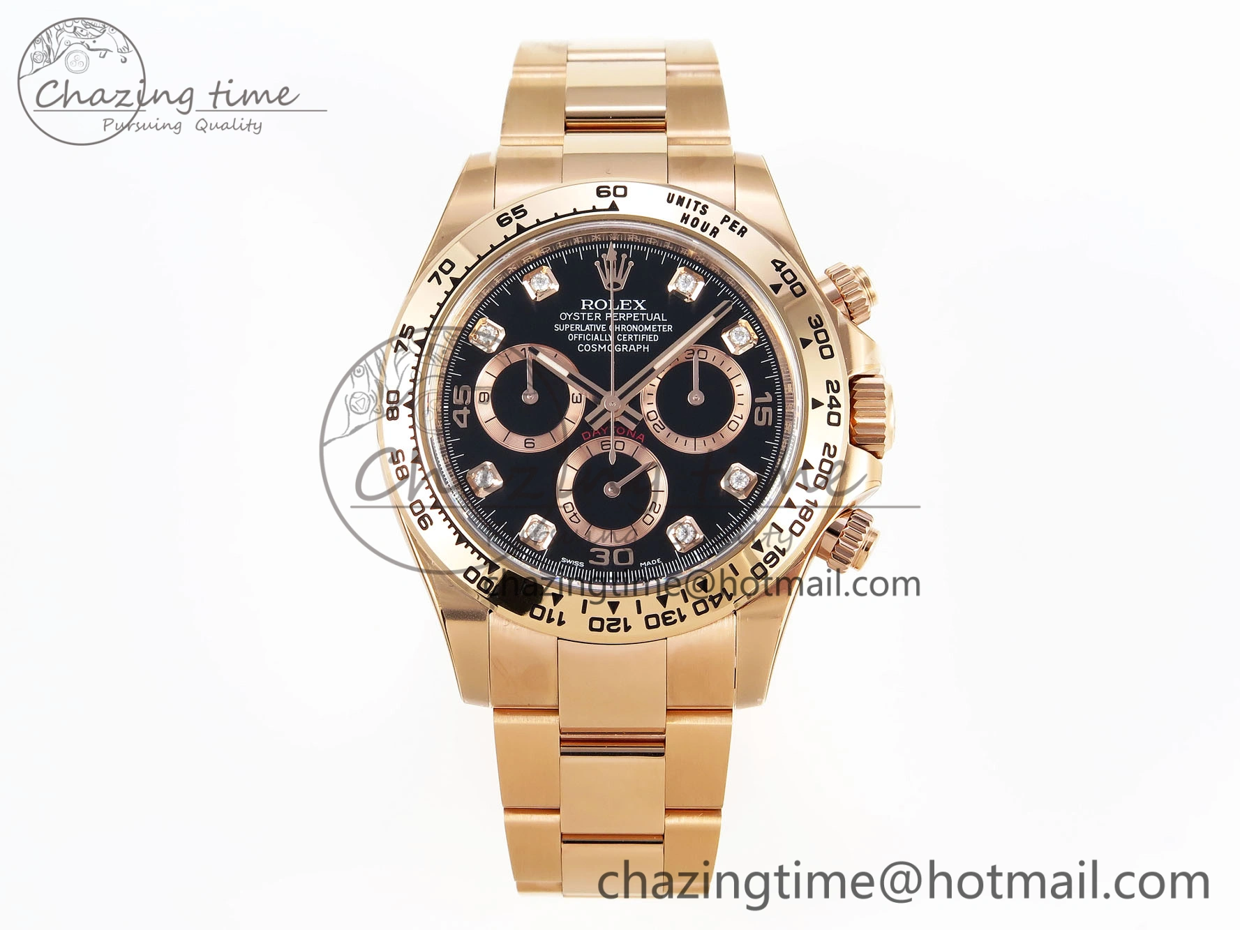 Daytona 116505 Clean 1:1 Best Edition Black Diamonds Dial on RG Bracelet SA4130 V2